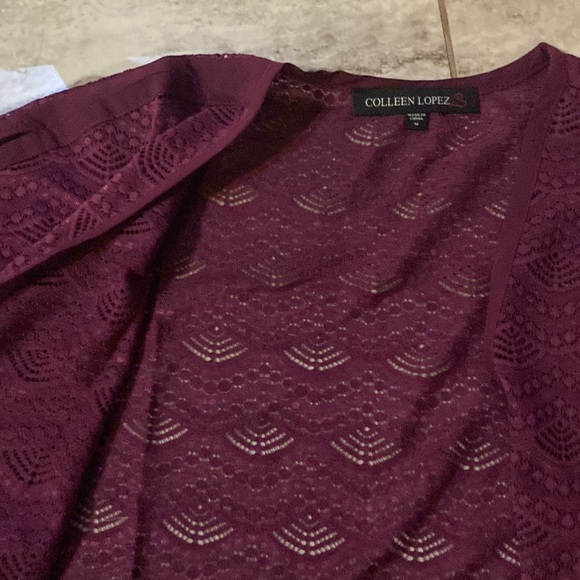 NWOT Colleen Lopez Dark Purple Open Shrug  Open Detail. HSN - Picture 4 of 6